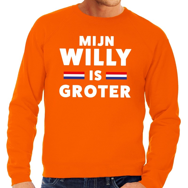 Mijn Willy is groter sweater oranje heren Top Merken Winkel